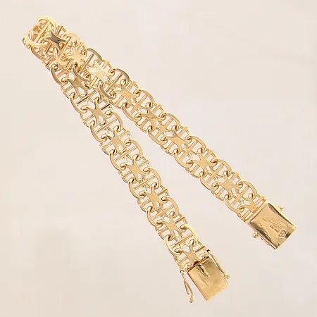 Armband X-länk med stav, längd 18,5cm, bredd 9mm, 18K  Vikt: 21,4 g