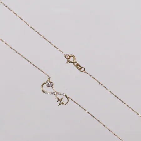 Collier, vita stenar, 42,5cm, stenar saknas, 14K  Vikt: 1,6 g
