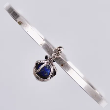 Armring, berlock med blå sten, Ø 6,7cm, bredd ca 3mm, silver 830/1000 Vikt: 10,6 g