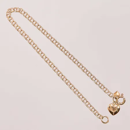 Armband Bismarck, 18cm, bredd:3mm, 2 berlocker "hjärta", 18K 2,4g.