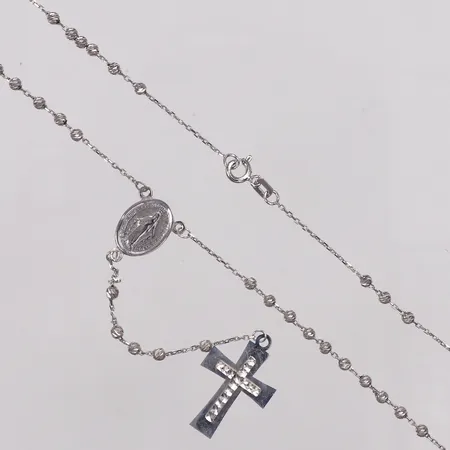 Collier, kors, kulor, 46,5cm, hängdel ca 90mm, vitguld, 18K  Vikt: 6,1 g