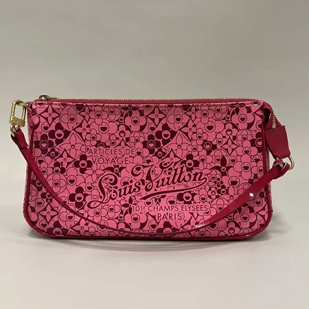 Väska Louis Vuitton, Takashi Murakami Cosmic Blossom Pochette, rosa, CA1170, guldfärgad beslag, märkt Louis Vuitton Paris made in Spain, längd 22cm, höjd 13cm, bredd ca 4cm, med dustbag, inga övriga tillbehör 