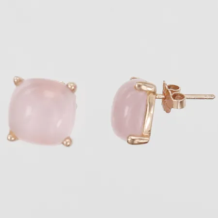 Ett par örhängen, rosenkvarts, ca 11x11mm, roséfärgat silver.   Vikt: 4,1 g