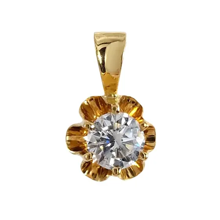 Diamanthänge, 18K guld, Diamant 0,31ct - stämplat på öglan, otydlig tillverkarstämpel, längd inkl. ögla 12 mm, bredd 7 mm, mycket fint skick Vikt: 0,7 g