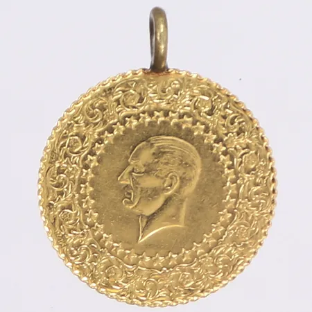 Hänge, myntliknande föremål, Ø16mm, ögla ej guld, 21K  Vikt: 1,9 g