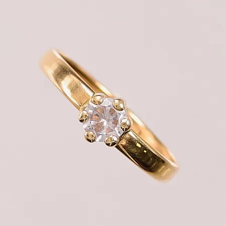 Ring, Ø19, bredd:5mm, vit sten, 18K 1g.