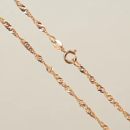 Halskedja Singapore, längd 42cm, bredd 2mm, 18K  Vikt: 4,9 g