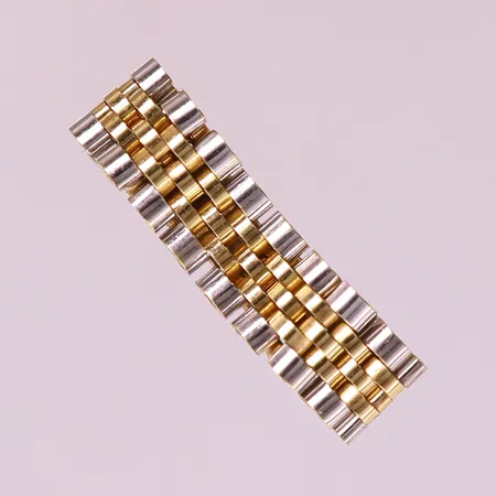 Ring tvåfärgad, stl 19½, bredd 4,5-8mm, ledad, 18K  Vikt: 5,4 g