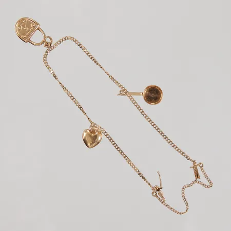 Armband, Pansar, ca 16cm, bredd 1,7mm, 3 berlocker, säkerhetskedja, 18K,  Vikt: 4,7 g