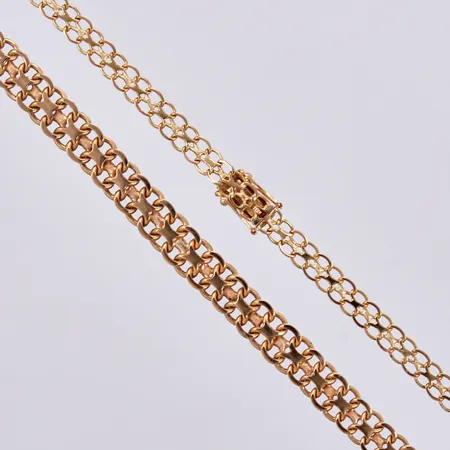 Collier doserad X-länk, längd: ca 43cm, bredd: ca 5-8mm, KHM, Michelsson Guldsmed H, Stockholm, år 1943, 18K  Vikt: 22,5 g