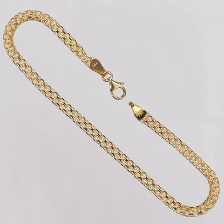 Armband, X-länk, 19,5cm, bredd 3,3mm, defekt av i länk, 18K  Vikt: 2,4 g