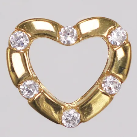 Hänge, hjärta, vita stenar, Guldfynd, 12mm, kedja träs igenom, 18K  Vikt: 1,9 g