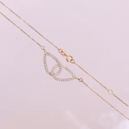 Collier med vita kristaller, ca 42-45cm, bredd 0,5-10mm, GHA, 18K  Vikt: 1,7 g