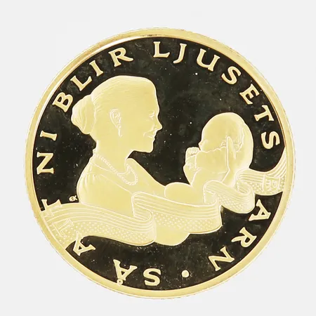 Mynt, Prinsessan av Sverige, Ø22,5mm, äkthetscerifikat Mynthuset Sverige, i plastkapsel samt etui, 14K Vikt: 4,8 g