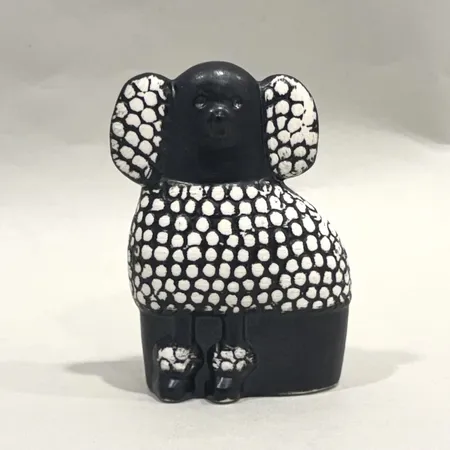 Figurin, Lisa Larson, Pudel, ur serien minikennel, höjd 9cm, Gustavsberg, signerad, stengods