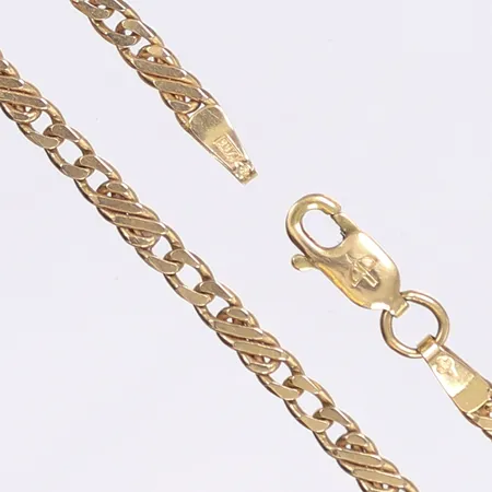 Halskedja, Figaro, platt, 40,5cm, bredd 2,8mm, slitage, 18K Vikt: 10,1 g