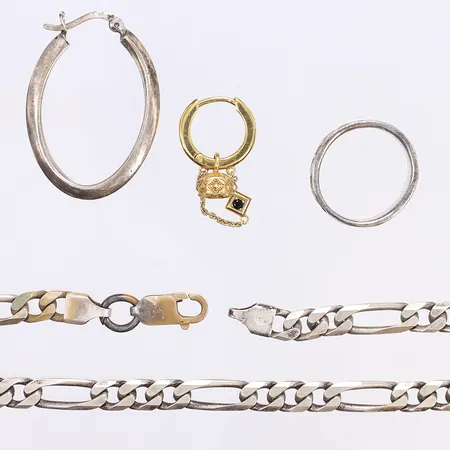 Blandat defekt silver inkl förgyllt udda örhänge, 925/1000 silver Vikt: 32,8 g