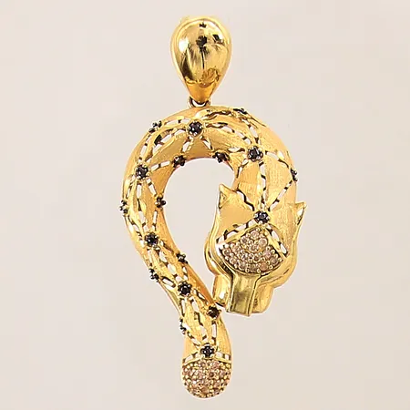Hänge med vita samt röda stenar, 45x23mm, 22K  Vikt: 6,4 g