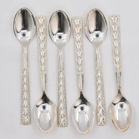 6 moccaskedar, modell Victoria, 11cm, GEWE, silver Vikt: 52,3 g