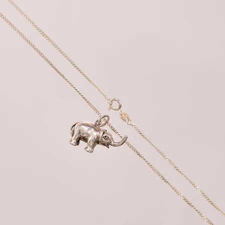 Kedja med hänge "elefant", 50cm, 925/1000 Silver 9,4g.