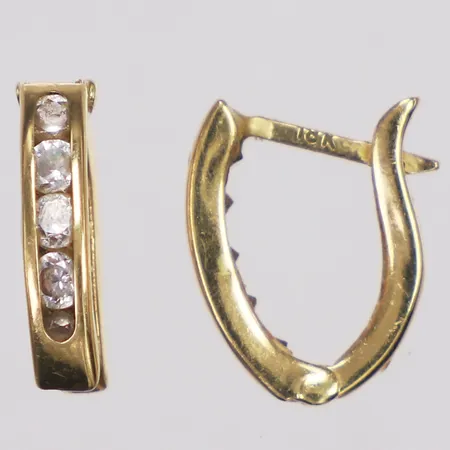 Ett par örhängen, vita stenar, 12mm, 18K  Vikt: 0,9 g