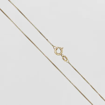 Kedja venezia, längd 42cm, bredd 0,5mm, slitage, ojämnheter, 18K guld. Vikt: 1,7 g