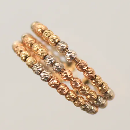 Ring, trefärgad, justerbar stl, 18-19, skev skena, 18K Vikt: 5,3 g