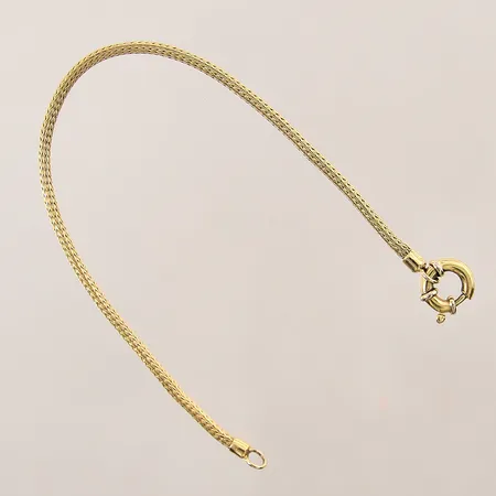 Armband Rävsvans, längd 18cm, bredd 2mm, ojämnheter, 18K  Vikt: 5,9 g