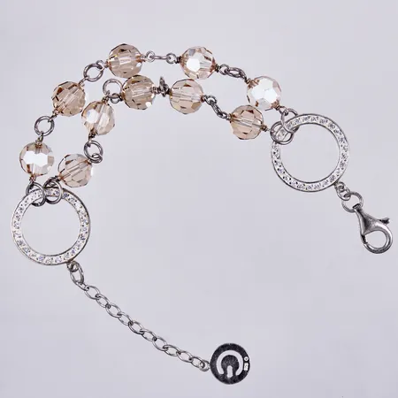 Armband med stenar, längd: ca 18-22cm, bredd: ca 32mm, 925/1000 silver Bruttovikt 26g 