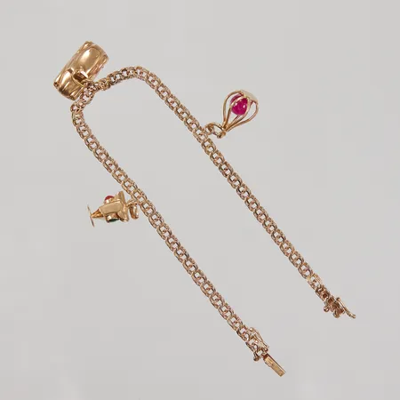 Armband, Bismarck, 18,5cm, bredd 3,1mm,  3 berlocker, 18K,  Vikt: 8,1 g