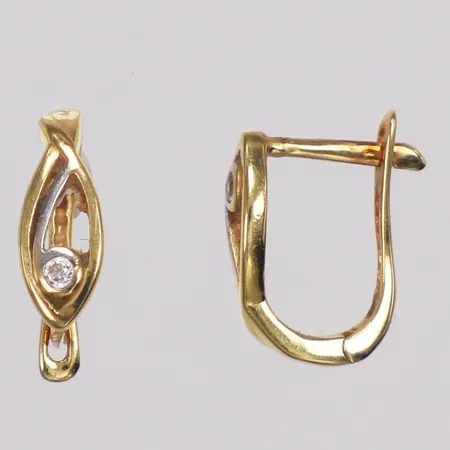 Ett par örhängen, vita stenar, 12mm, 18K  Vikt: 1,9 g