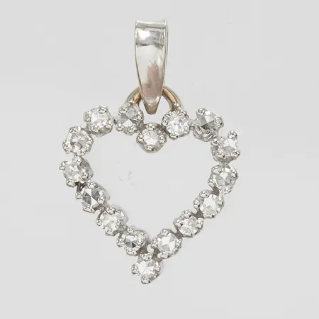 Hänge, hjärta, åttkantslipade diamanter 16 x ca.0,025ct, 20,8x13,7mm, vitguld, 18K Vikt: 2 g