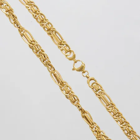 Collier, längd: ca.44,8cm, bredd: 6,5mm, defekt, skador på länken, italienska stämplar, 18K Vikt: 14,3 g
