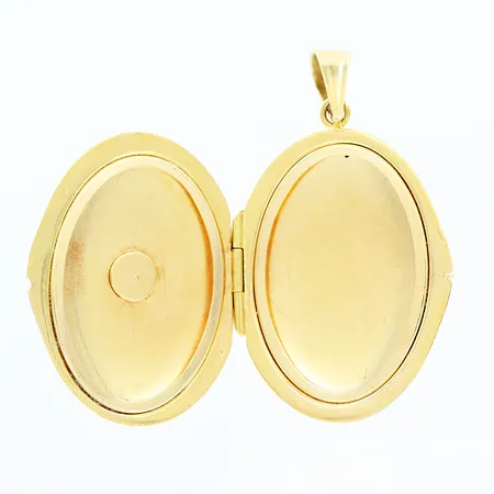 Medaljong, 41x23mm, innerglas och sten saknas, 18K.  Vikt: 7,2 g