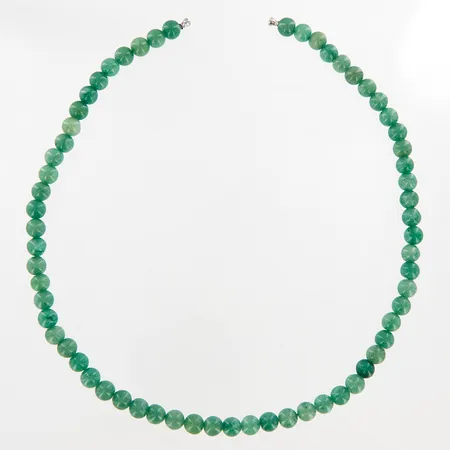 Collier med stenkulor troligtvis Aventurin Ø7,5mm, 46cm, dobbar, passar till Ole lynggaard-lås, lås ingår ej,  Vikt: 36,1 g