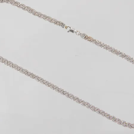 Collier, 41,5cm, flätad kullänk, bredd: 4,5mm, vitguld, 18K.   Vikt: 12,3 g