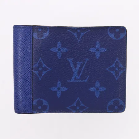 Plånbok Louis Vuitton, blå monogram canvas, 12x9cm, kort och sedelfack, ref: M30299, kvitto från Louis Vuitton Copenhagen, dustbag och etui