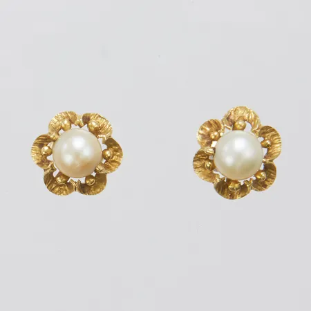 Ett par örhängen, odlade saltvattenpärlor, Ø19,5mm, 14K Vikt: 2,2 g