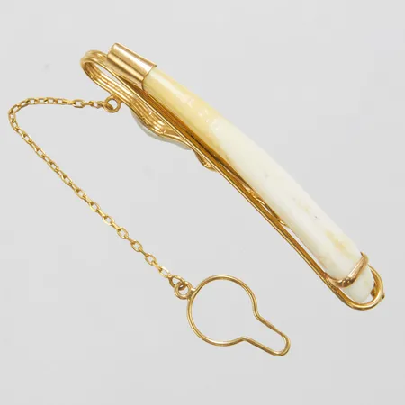 Slipsnål, vildsvinsbete, 60x8mm, 14K, bruttovikt: 8,7g. 