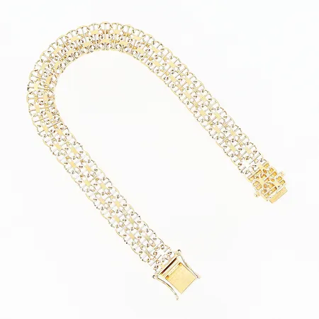 Armband X-länk med stav, 18,3cm, bredd 9mm, 18K. Vikt: 11,5 g