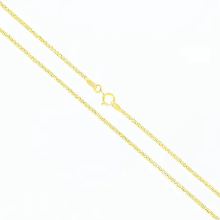 Kedja, 40cm, bredd 1mm, skevheter, 21K.  Vikt: 2,5 g