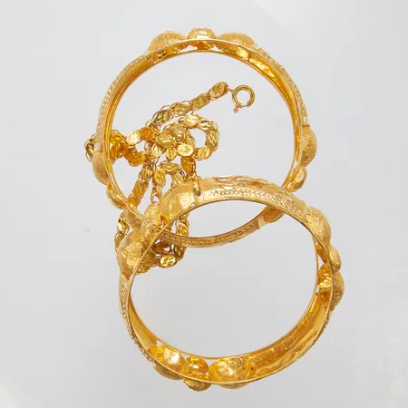 Diverse guld, bucklor, 21K. Vikt: 62 g