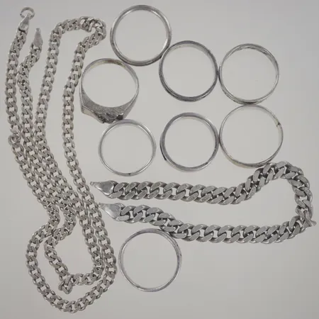 Ringar/halskedja/armband, lås saknas, silver 925/1000 Vikt: 63,1 g
