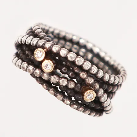 Ring Pandora, ALE, diamanter 3x0,01ct, infattning i 14K, stl 17¾, bredd: 7,8-10,7mm, silver 925/1000 Vikt: 0 g