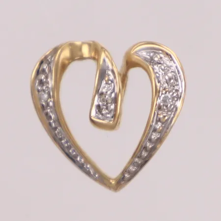 Hänge hjärta med diamanter 3xca0,005ct åttkantslipade, längd 11,6mm, bredd 12,3mm, 18K Vikt: 0,5 g