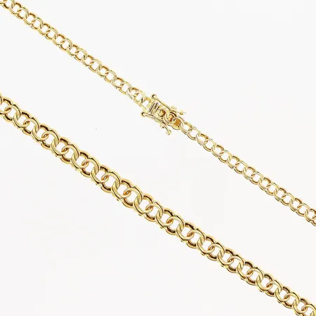 Collier, doserad Bismarck, 42,8cm, bredd 3-5,2mm, 18K. Vikt: 10 g