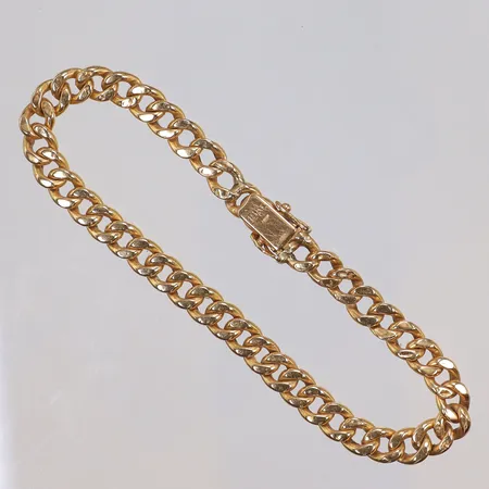 Armband pansar, 19cm, bredd 6mm, ihålig, bucklor på vissa länkar, 18K  Vikt: 6,6 g