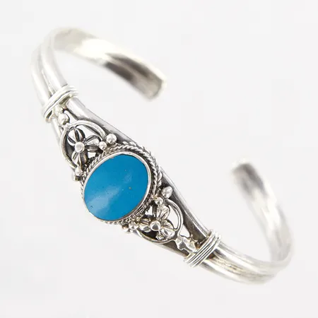 Armband stelt med turkos, Ø50x60mm, skenans bredd: 6-16mm, silver 925/1000