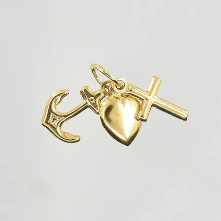 Hänge tro, hopp, kärlek, längd 15 mm, 18K. Vikt: 1,1 g