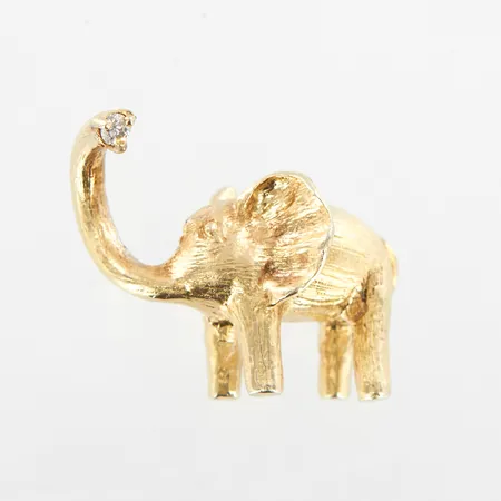 Lås Elefant med vit sten till Pärl-/Stencollier med dobbar, 20x30mm, omärkt/endast finhalt, förgyllt silver 925/1000  Vikt: 8,9 g